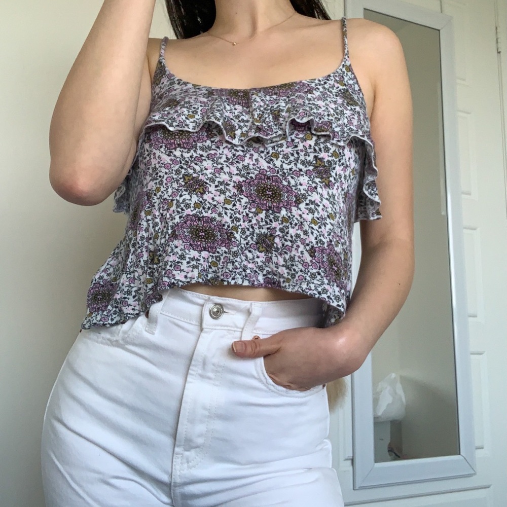 Pacsun Floral Flowy Cropped Tank Top